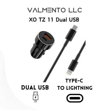 XO TZ 11 Auto-Adapter 1.67A - USB-A + USB-C + DK Type-C zu Lightning Schwarz